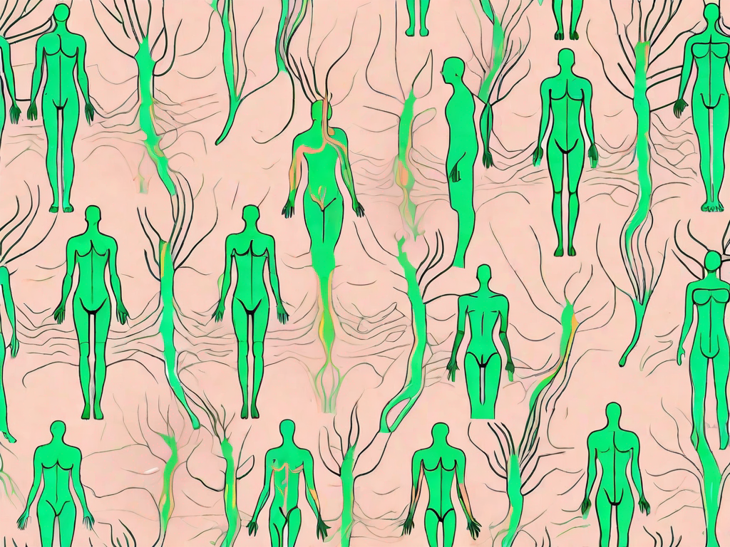 A human body silhouette with the vagus nerve highlighted