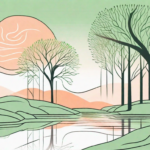 A serene natural setting with elements like a flowing stream