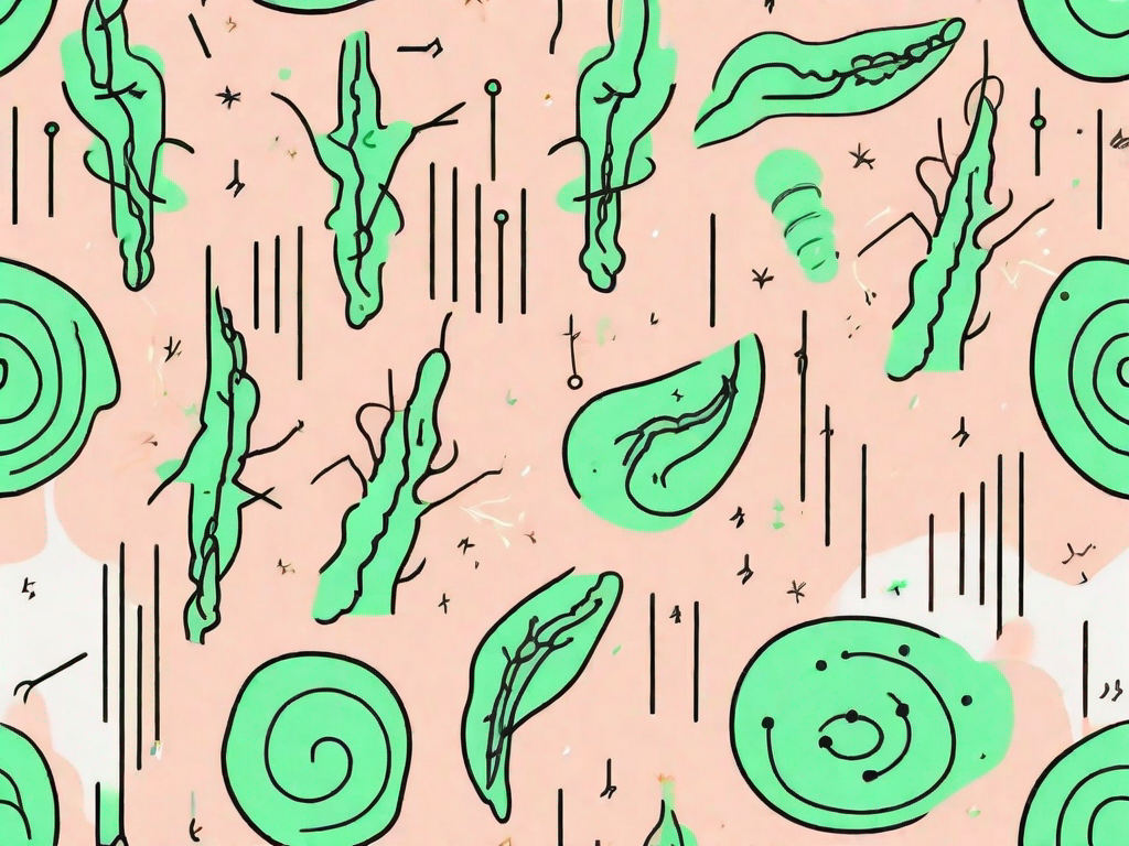 The human digestive system with the vagus nerve highlighted