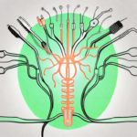 A healthy vagus nerve glowing in a human body silhouette