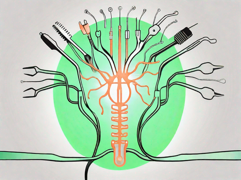 A healthy vagus nerve glowing in a human body silhouette