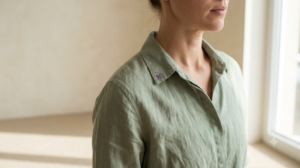 A photograph of a person rolling their shoulders back and down while taking a slow breath, face out of frame.