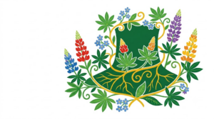 A flat folk-art vector illustration of a human neck with stylised lupins and forget me nots winding around it.