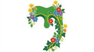 A flat folk-art vector illustration of a human uvula and soft palate framed by stylised flowers and vines on white.