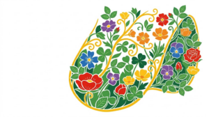 A flat vector folk-art illustration of a human tongue on a white background.