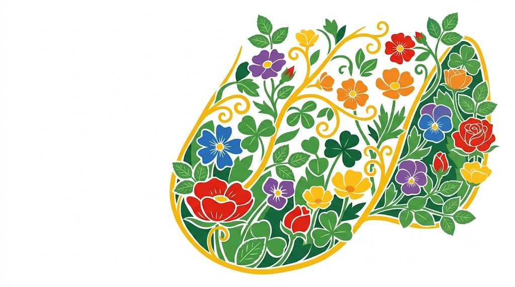 A flat vector folk-art illustration of a human tongue on a white background.