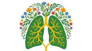 A flat vector illustration of a pair of human lungs on a white background.