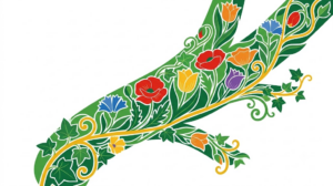 A flat vector folk-art illustration of a branching human splanchnic nerve on a white background.