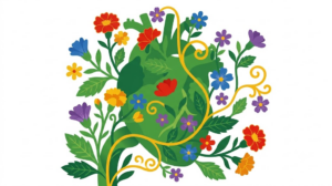 A flat vector folk-art illustration of a human esophagus and heart on a white background.