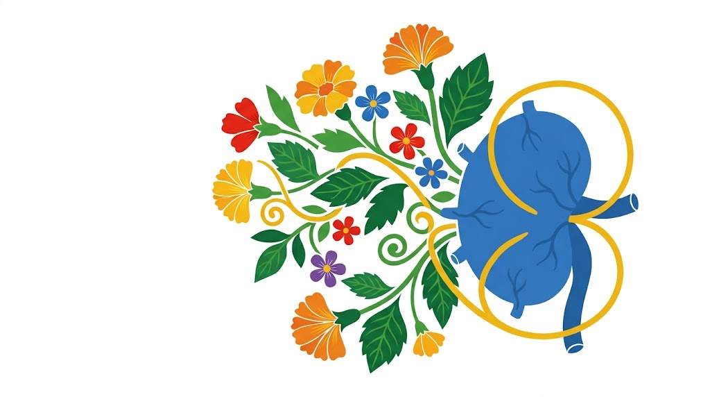 A flat vector folk-art illustration of a human lymph node on a white background.
