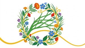 A flat vector folk-art illustration of a human nerve plexus on a white background.