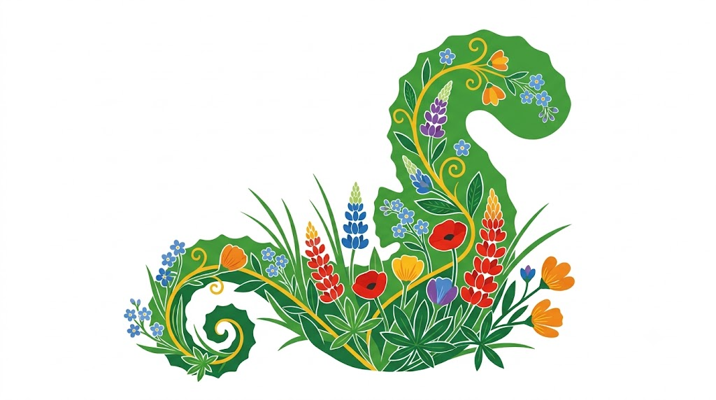 A flat vector folk-art illustration of a human hippocampus on a white background.