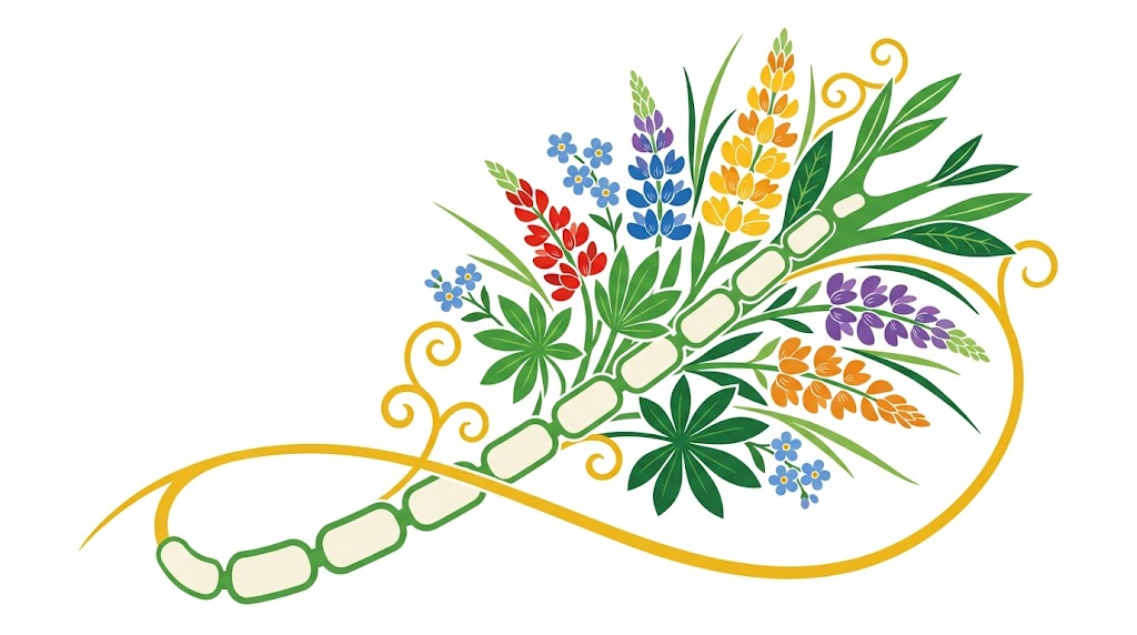 A flat vector folk-art illustration of a human nerve fibre on a white background.